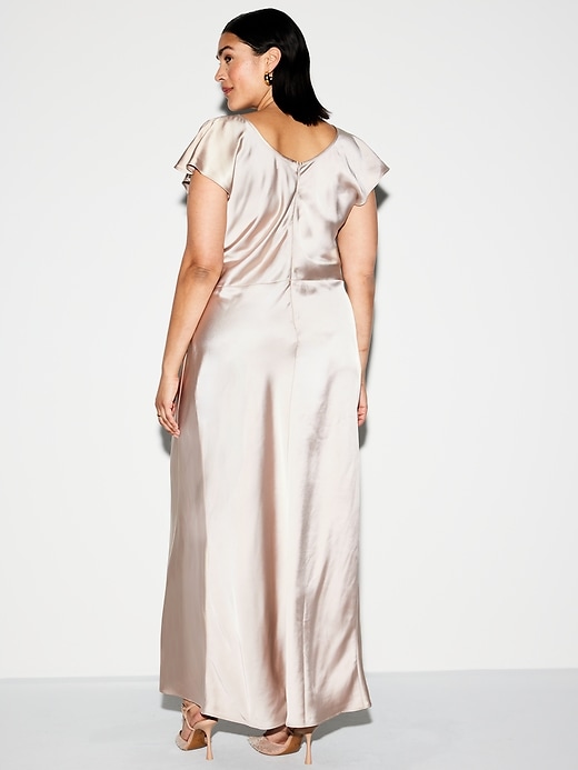 Image number 10 showing, The Occasion by Old Navy Flutter-Sleeve Keyhole Satin Maxi Dress