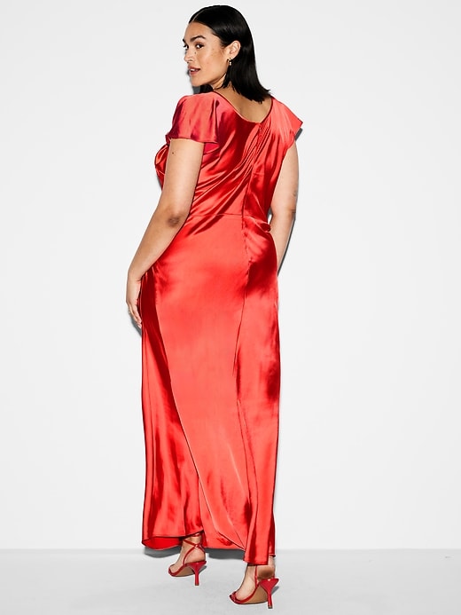 Image number 10 showing, The Occasion by Old Navy Flutter-Sleeve Keyhole Satin Maxi Dress