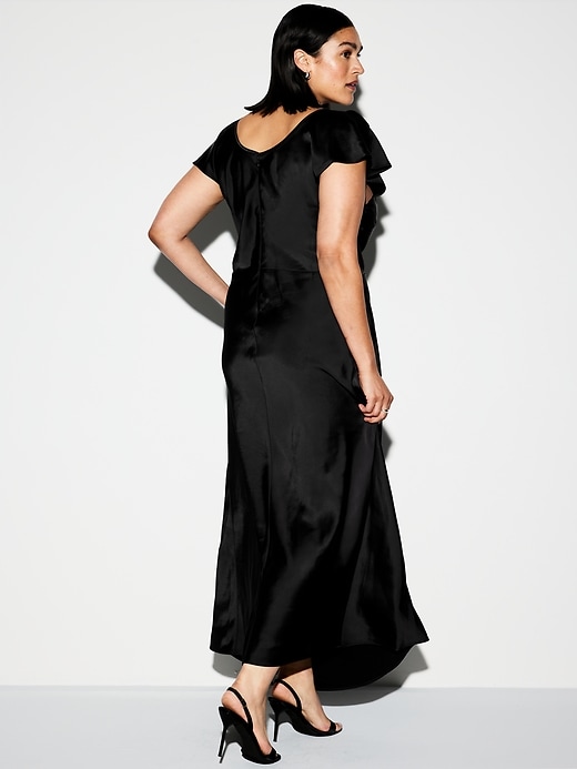 Image number 10 showing, The Occasion by Old Navy Flutter-Sleeve Keyhole Satin Maxi Dress