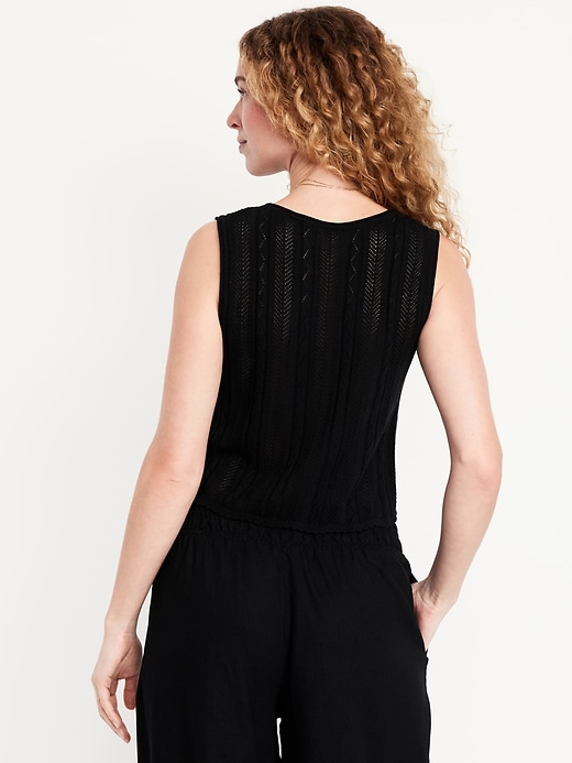 Image number 7 showing, Sleeveless Crochet Tie-Front Top