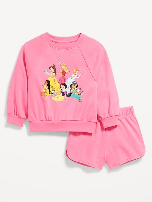 View large product image 1 of 2. Disney© French-Terry Graphic Sweatshirt and Shorts Set for Toddler Girls