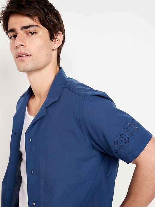 Image number 3 showing, Short-Sleeve Eyelet Camp Shirt