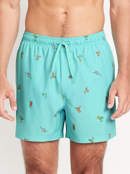 Image number 1 showing, Printed Swim Trunks -- 5-inch inseam