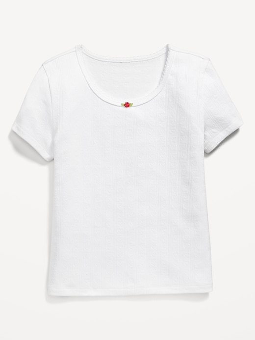 View large product image 2 of 4. Short-Sleeve Pointelle-Knit Top for Girls