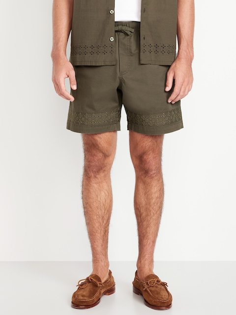 Eyelet-Hem Twill Shorts -- 7-inch inseam