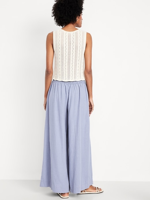 Image number 3 showing, Mid-Rise Linen-Blend Super Wide-Leg Palazzo Pants