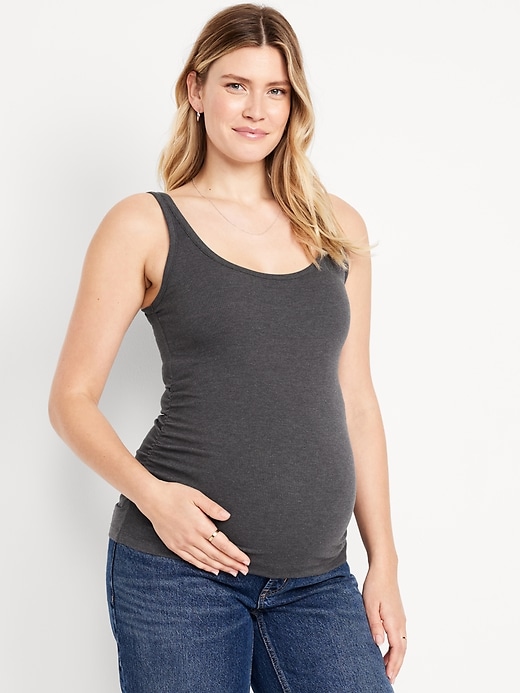 View large product image 1 of 1. Maternity Scoop-Neck Ribbed Tank Top