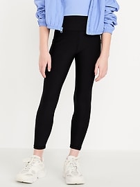 Image number 1 showing, High-Waisted PowerSoft 7/8-Length Side-Pocket Leggings for Girls