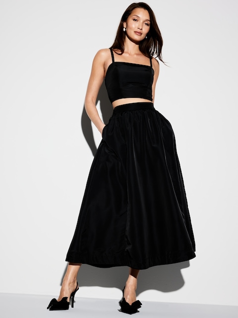 Jupe mi-longue en taffetas à taille haute Moments signés Old Navy