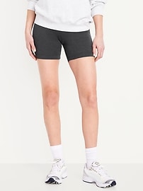 Image number 1 showing, High-Waisted Jersey Biker Shorts -- 6-inch inseam