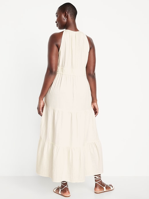 Image number 4 showing, Fit & Flare Crinkle Gauze Maxi Dress