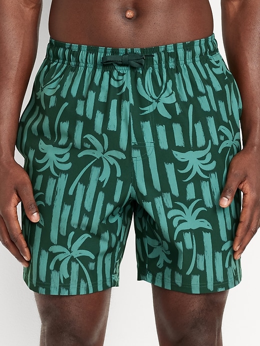 Image number 1 showing, Printed Swim Trunks -- 7-inch inseam