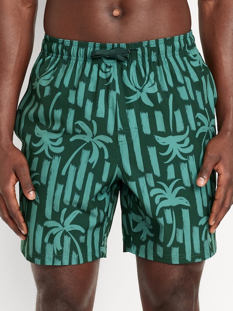 Printed Swim Trunks -- 7-inch inseam - Teal Print (Teal)