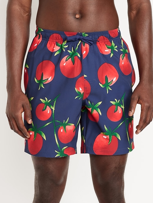 Image number 1 showing, Printed Swim Trunks -- 7-inch inseam