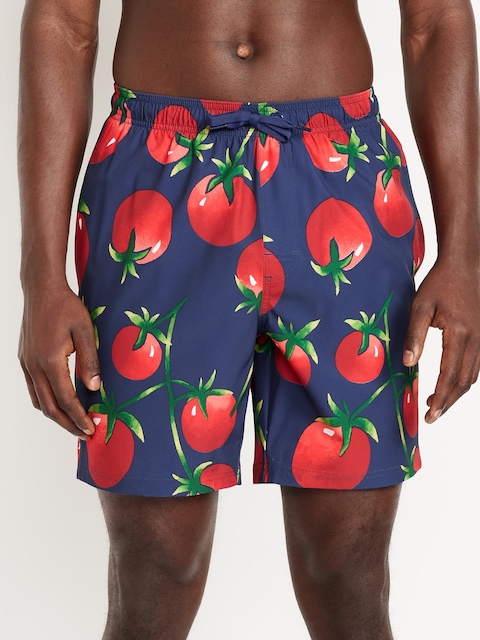 Printed Swim Trunks -- 7-inch inseam - Tomato