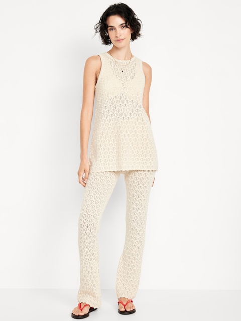 High-Waisted Crochet Flare Pants