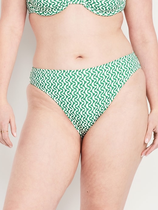 Image number 5 showing, Mid-Rise Textured Bikini Swim Bottoms