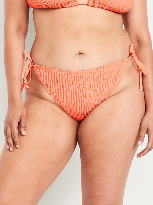 Image number 7 showing, Mid-Rise Textured String Bikini Swim Bottoms