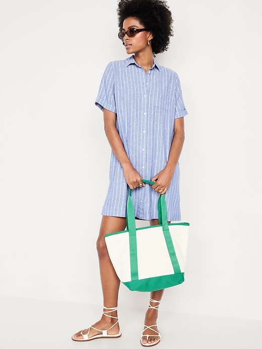 Image number 7 showing, Linen-Blend Mini Shirt Dress