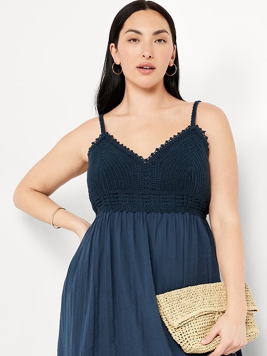 Image number 3 showing, Fit & Flare Crochet-Bodice Maxi Dress
