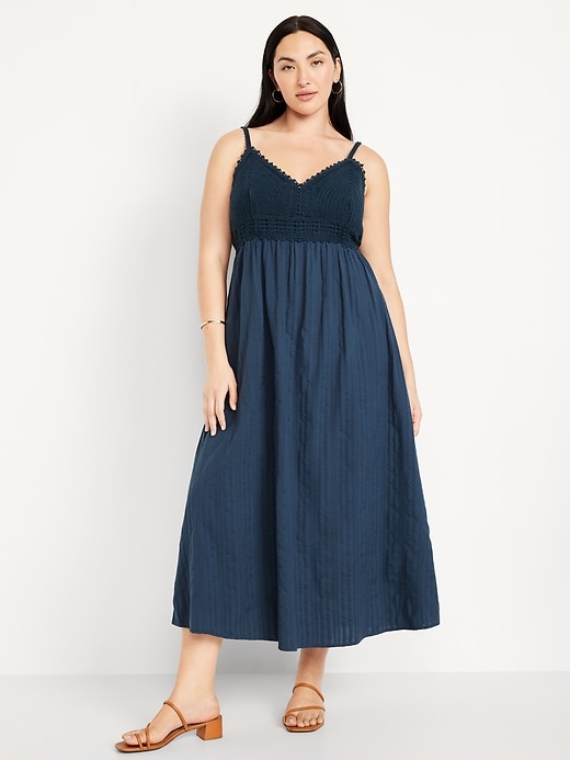 Image number 4 showing, Fit & Flare Crochet-Bodice Maxi Dress