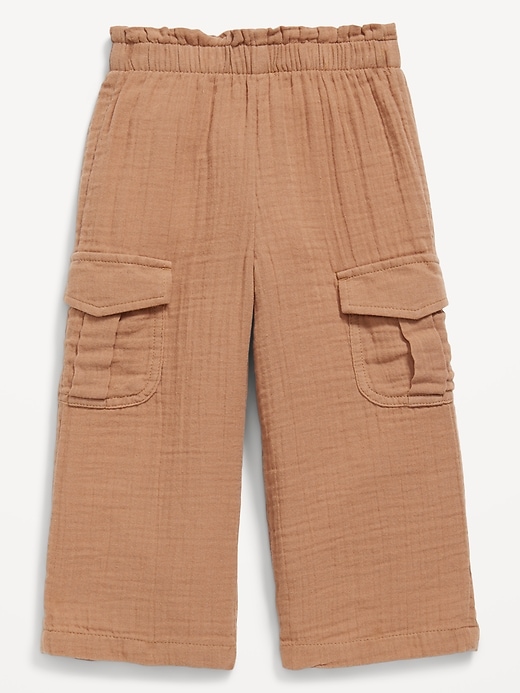 View large product image 1 of 2. Double-Weave Wide-Leg Cargo Pants for Toddler Girls