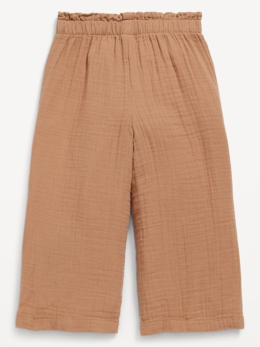 View large product image 2 of 2. Double-Weave Wide-Leg Cargo Pants for Toddler Girls