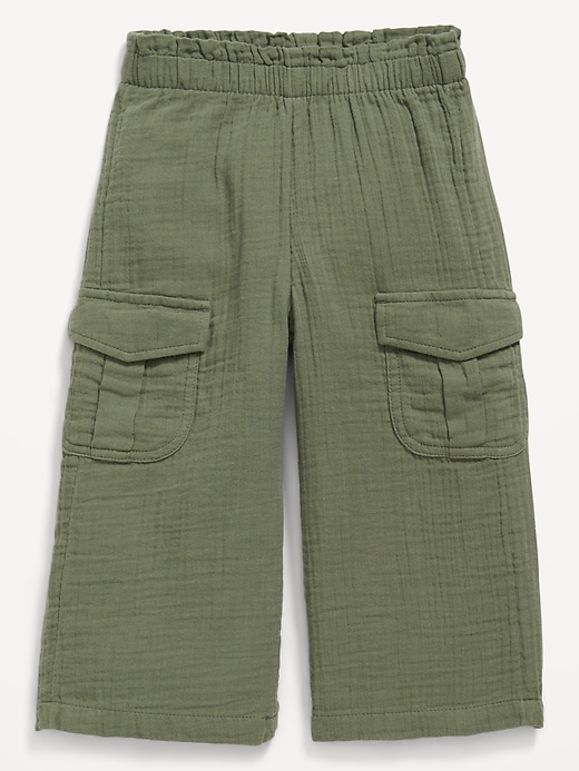 View large product image 1 of 1. Double-Weave Wide-Leg Cargo Pants for Toddler Girls
