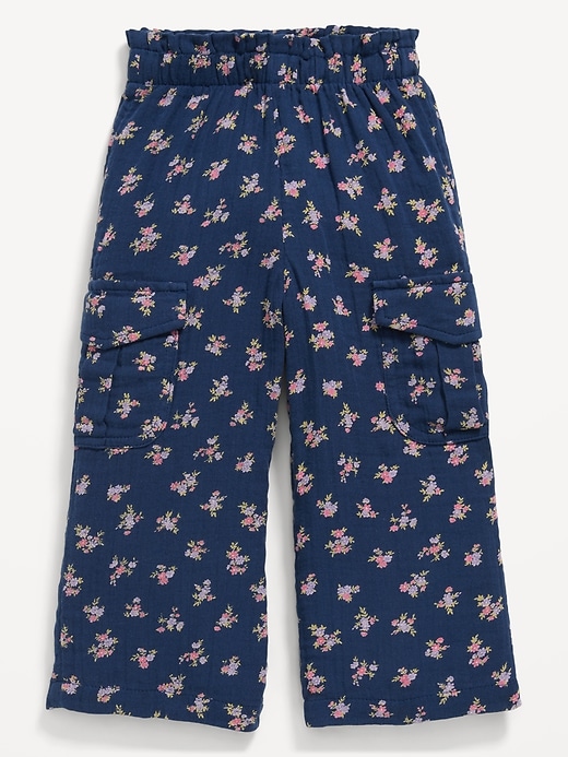 Image number 3 showing, Double-Weave Wide-Leg Cargo Pants for Toddler Girls