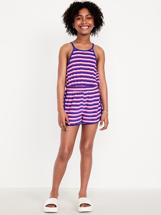 View large product image 1 of 4. Waist-Defined Terry Romper for Girls