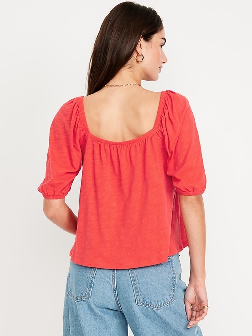 Image number 2 showing, Square-Neck Puff-Sleeve Top