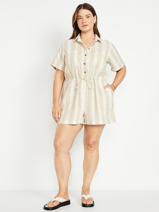 Image number 5 showing, Crinkle Gauze Button-Down Romper