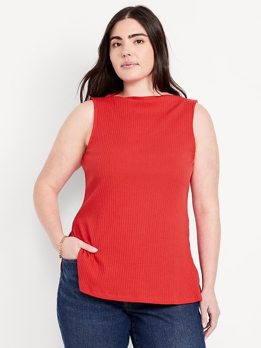 Image number 4 showing, Slit-Neck Ribbed Top