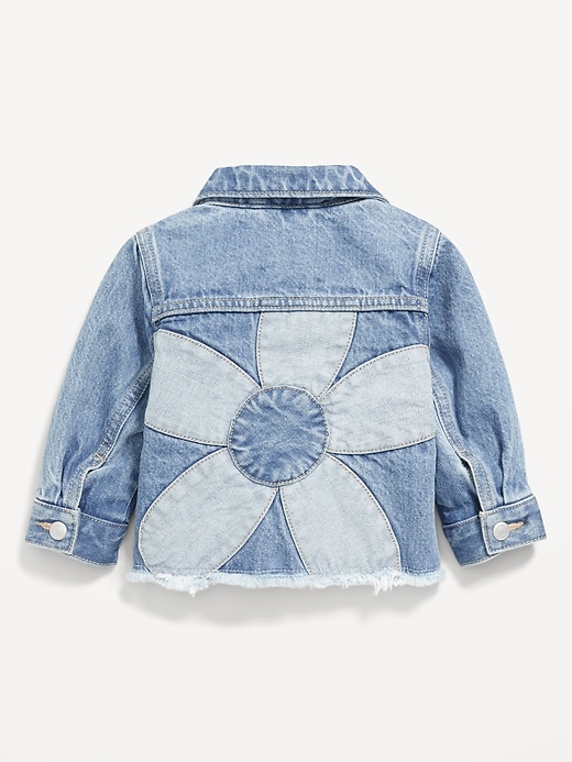 View large product image 2 of 2. Cropped Flower-Back Jean Jacket for Baby