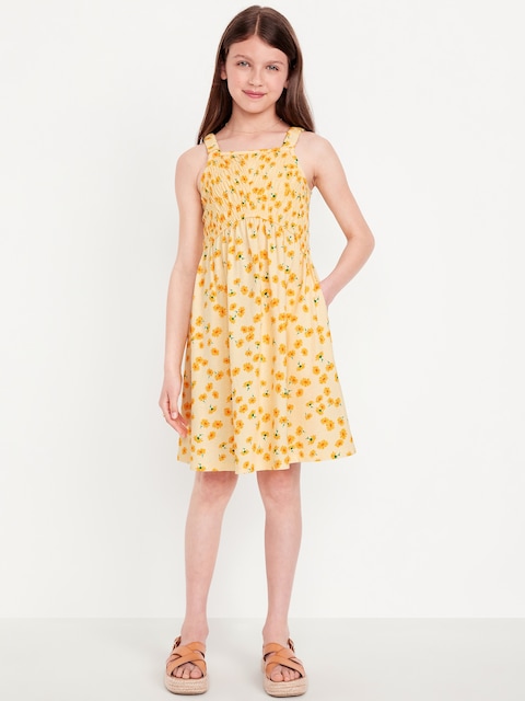 Fit & Flare Sleeveless Smocked Dress for Girls