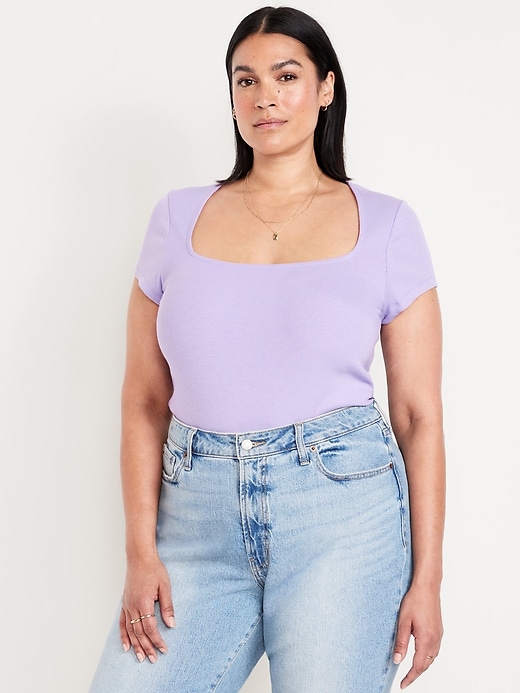 Image number 6 showing, Ribbed Square-Neck T-Shirt