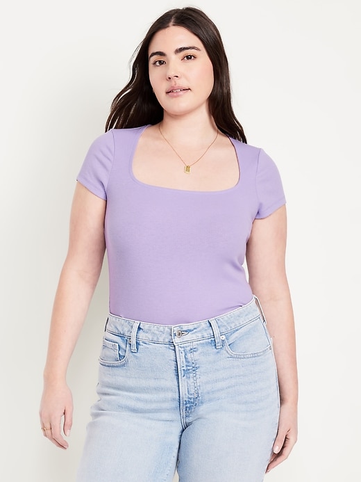 Image number 4 showing, Ribbed Square-Neck T-Shirt
