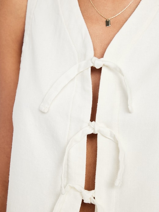 Image number 5 showing, Linen-Blend Tie-Front Vest