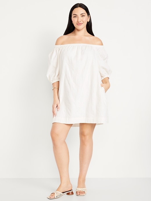 Image number 4 showing, Textured-Dobby Mini Swing Dress