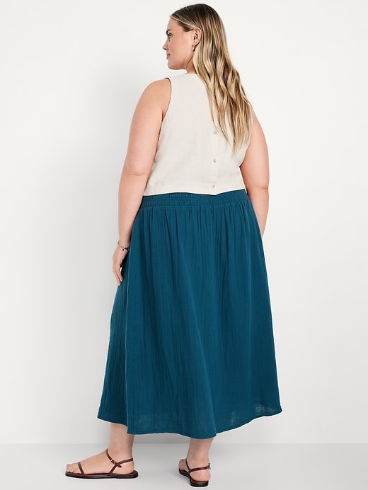 Image number 7 showing, High-Waisted Crinkle Gauze Smocked Maxi Skirt