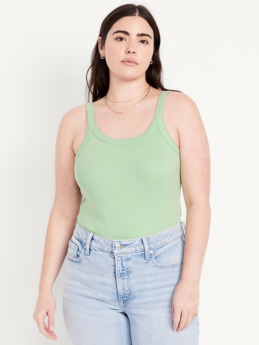 Image number 4 showing, 90s Ribbed Lace-Trim Tank