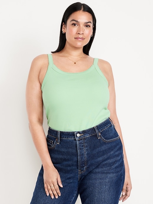 Image number 6 showing, 90s Ribbed Lace-Trim Tank