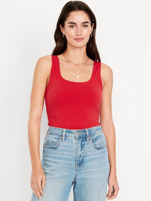 Double-Layer Scoop-Neck Tank Top