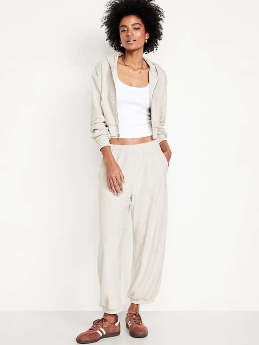 Image number 1 showing, High-Waisted Towel Terry Barrel Ankle Pants
