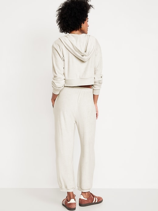 Image number 2 showing, High-Waisted Towel Terry Barrel Ankle Pants