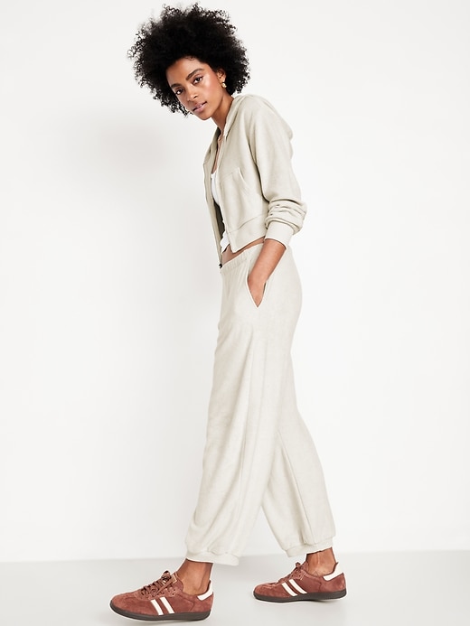 Image number 3 showing, High-Waisted Towel Terry Barrel Ankle Pants