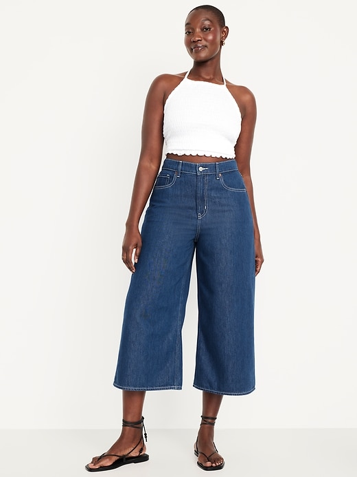 Image number 8 showing, High-Waisted Baggy Wide-Leg Culotte Jeans