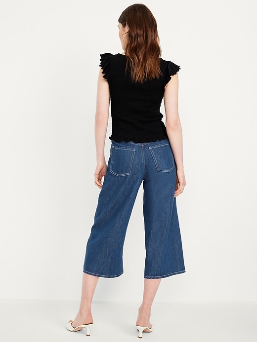 Image number 7 showing, High-Waisted Baggy Wide-Leg Culotte Jeans
