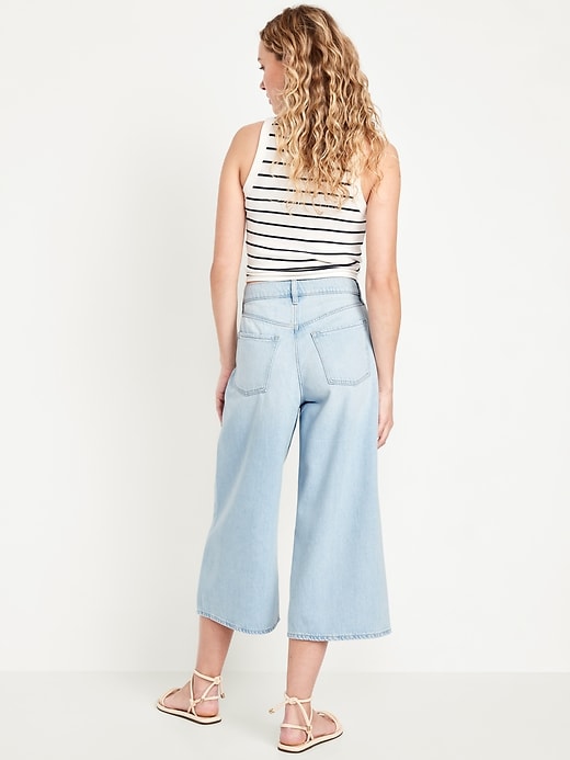 Image number 3 showing, High-Waisted Baggy Wide-Leg Culotte Jeans