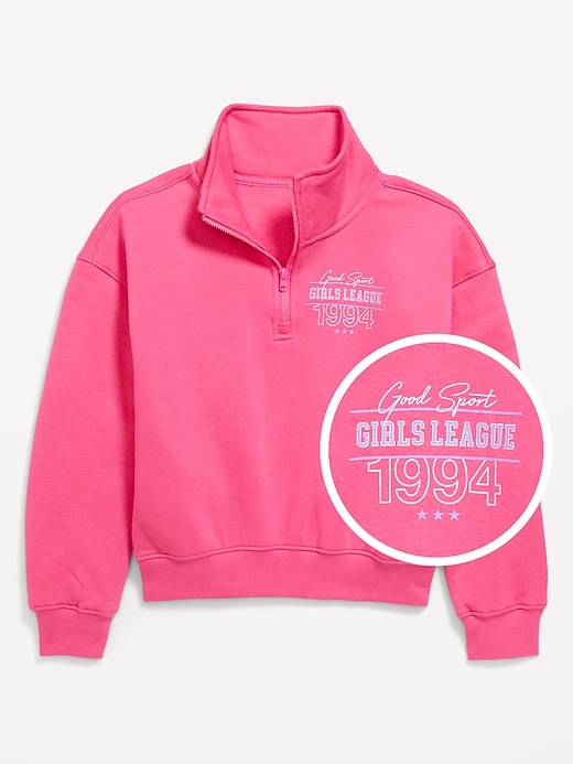 Image number 3 showing, Oversized Quarter-Zip Sweatshirt for Girls